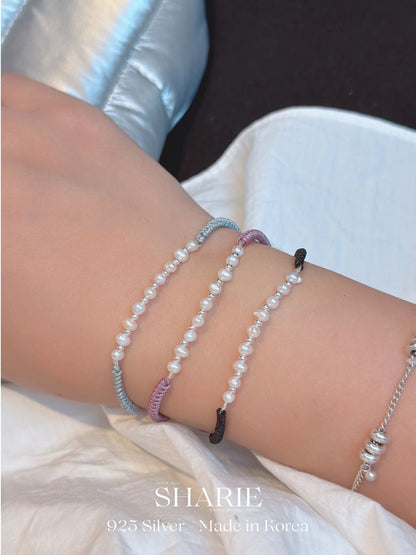 #728丨Freshwater Pearl + Silver Ball Braided Bracelet丨925 Silver