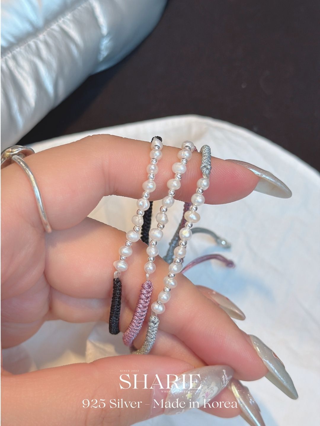 #728丨Freshwater Pearl + Silver Ball Braided Bracelet丨925 Silver