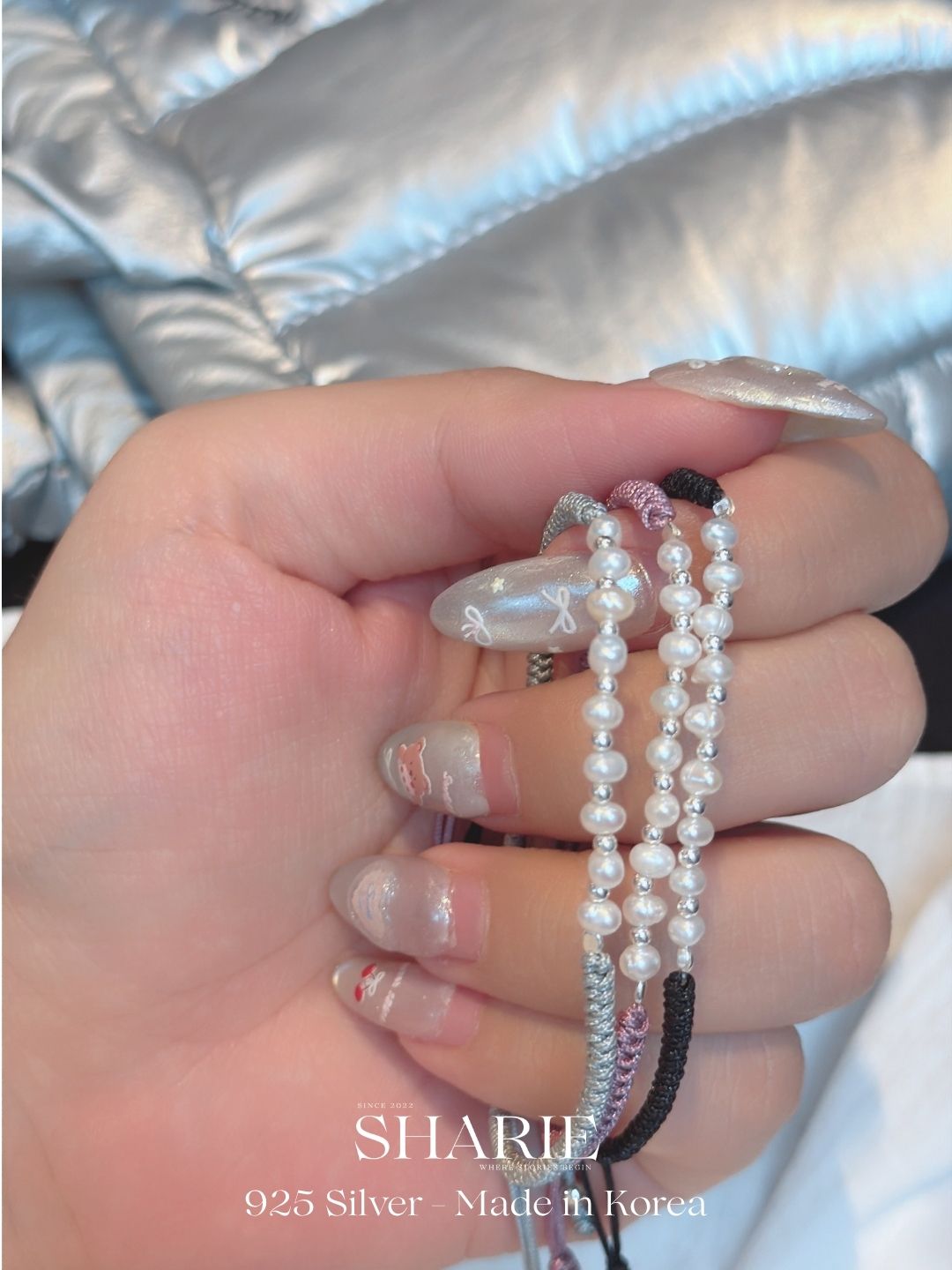 #728丨Freshwater Pearl + Silver Ball Braided Bracelet丨925 Silver
