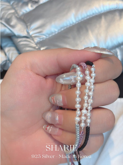 #728丨Freshwater Pearl + Silver Ball Braided Bracelet丨925 Silver
