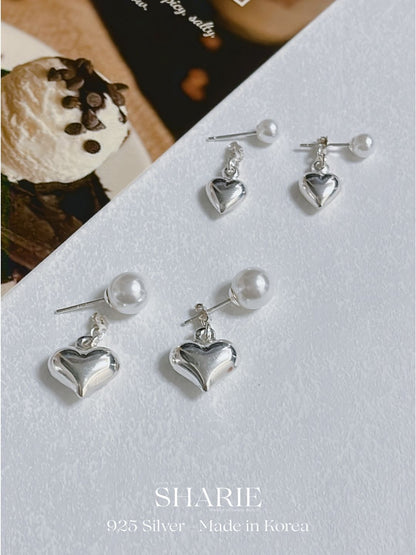 #170丨#171丨Heart Ear Jackets Earrings with Pearl丨925 Silver