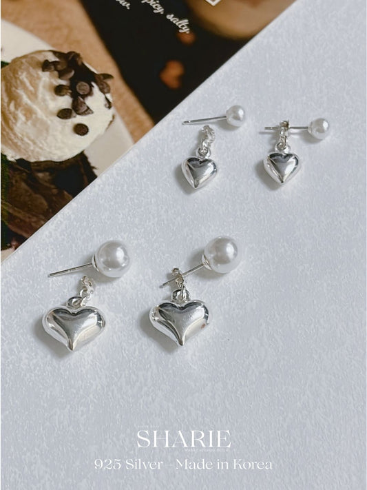 #170丨#171丨Heart Ear Jackets Earrings with Pearl丨925 Silver