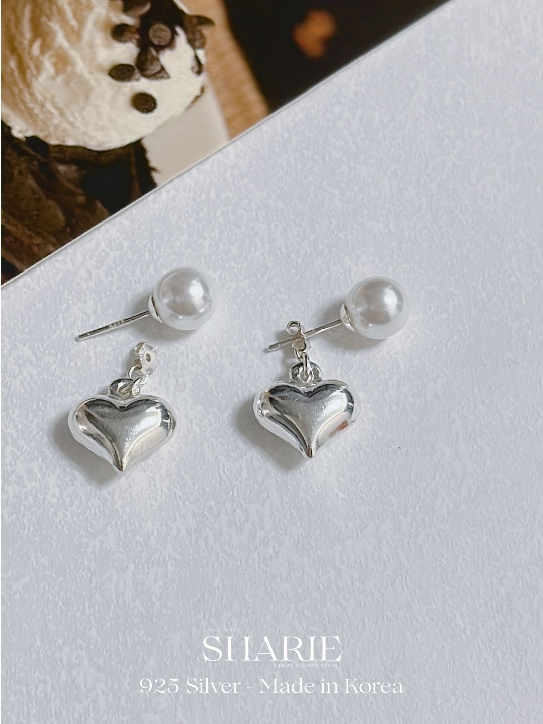 #170丨#171丨Heart Ear Jackets Earrings with Pearl丨925 Silver