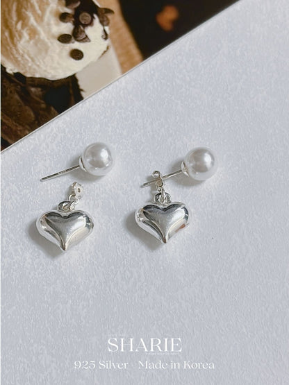 #170丨#171丨Heart Ear Jackets Earrings with Pearl丨925 Silver
