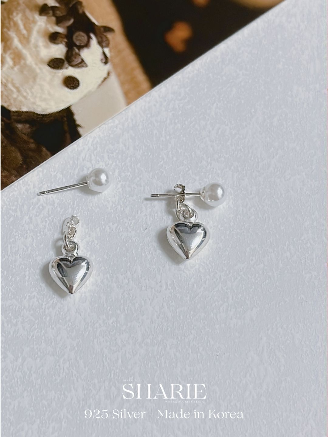 #170丨#171丨Heart Ear Jackets Earrings with Pearl丨925 Silver