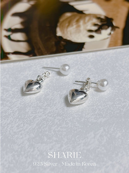 #170丨#171丨Heart Ear Jackets Earrings with Pearl丨925 Silver