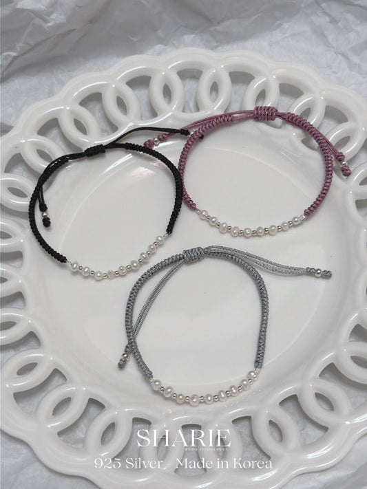 #728丨Freshwater Pearl + Silver Ball Braided Bracelet丨925 Silver
