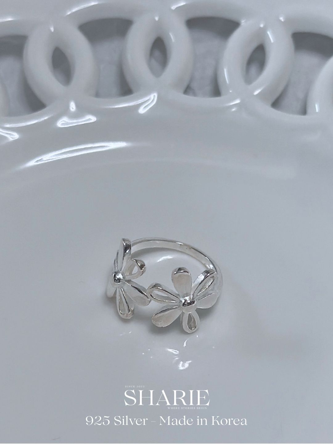 #673 | Big Flowers Open-Ring | 925 Silver