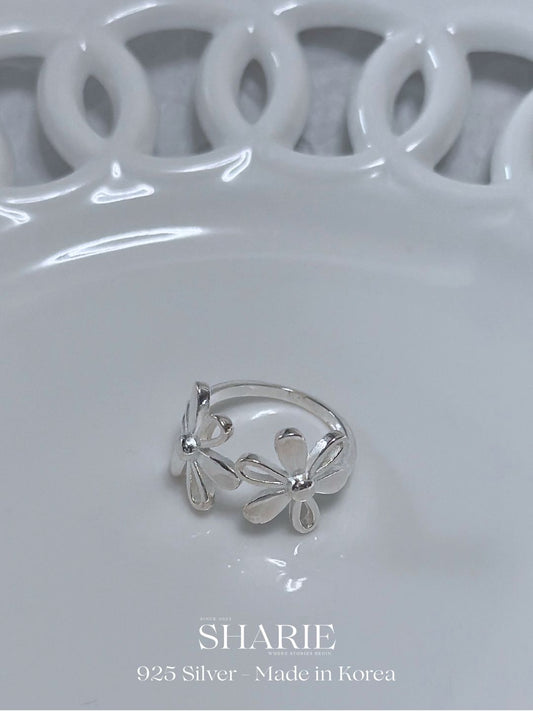#673 | Big Flowers Open-Ring | 925 Silver