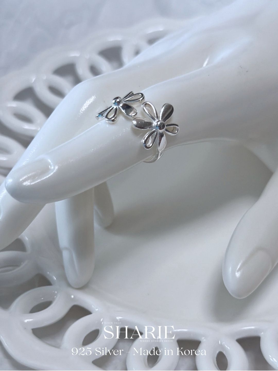 #673 | Big Flowers Open-Ring | 925 Silver