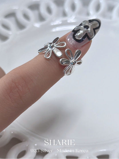 #673 | Big Flowers Open-Ring | 925 Silver