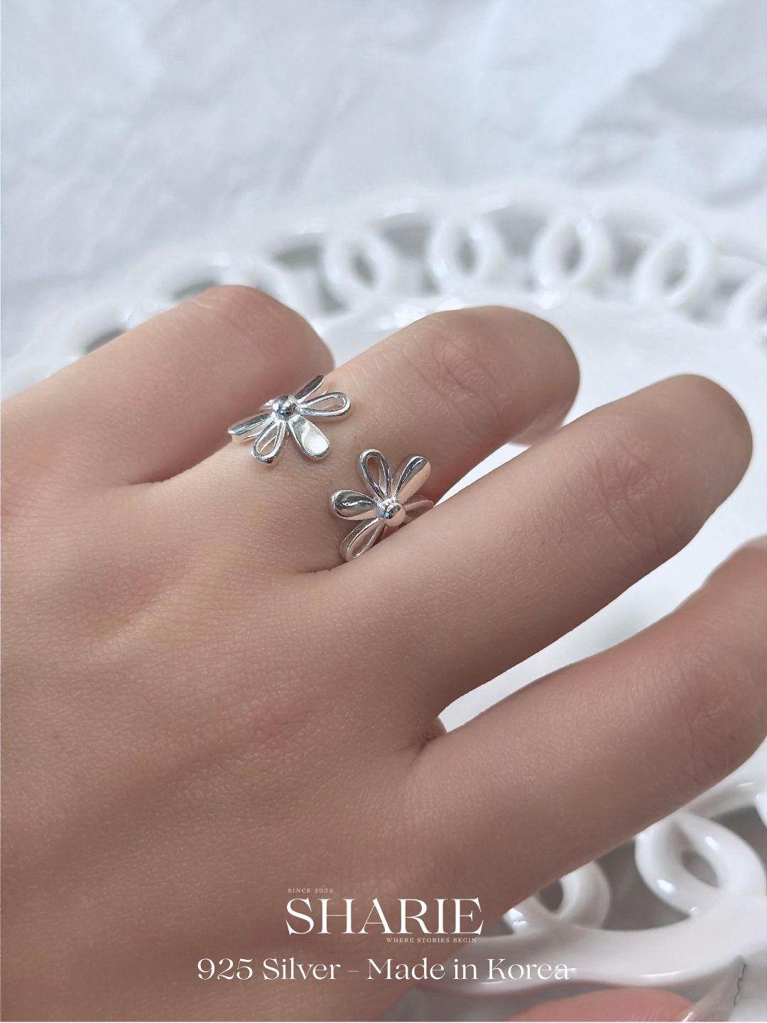 #673 | Big Flowers Open-Ring | 925 Silver