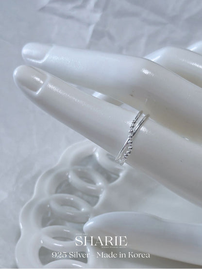 #637 | 2layers Cross Beaded Ring | 925 Silver