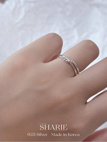 #637 | 2layers Cross Beaded Ring | 925 Silver