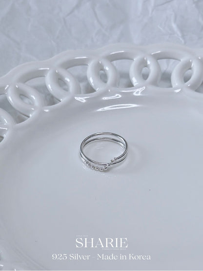 #637 | 2layers Cross Beaded Ring | 925 Silver