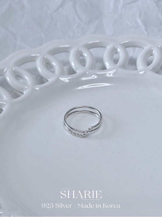 #637 | 2layers Cross Beaded Ring | 925 Silver