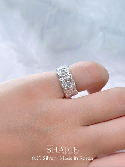#626 | Daisy Antique Band Ring | 925 Silver