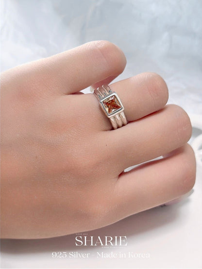 #627 | Princess-Cut Caramel CZ Ring | 925 Silver