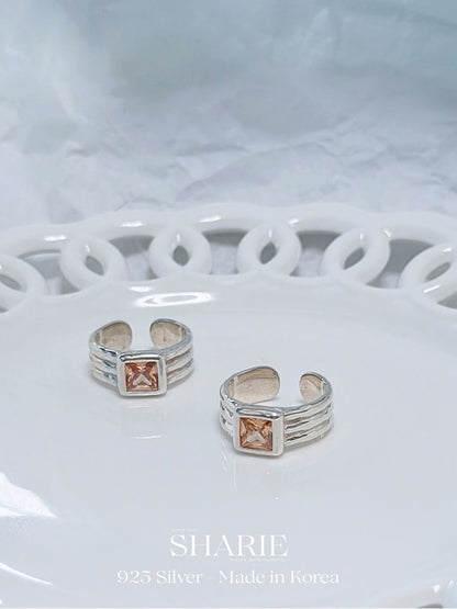 #627 | Princess-Cut Caramel CZ Ring | 925 Silver