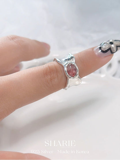 #628 | Sweet Ribbon Rose Quartz Ring | 925 Silver