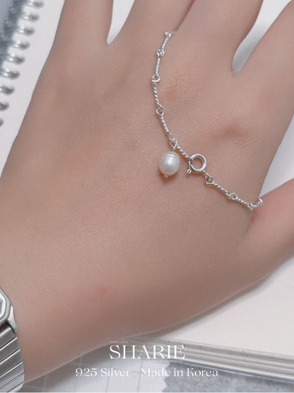 #439 | Freshwater Pearl Twisted Bracelet | 925 Silver