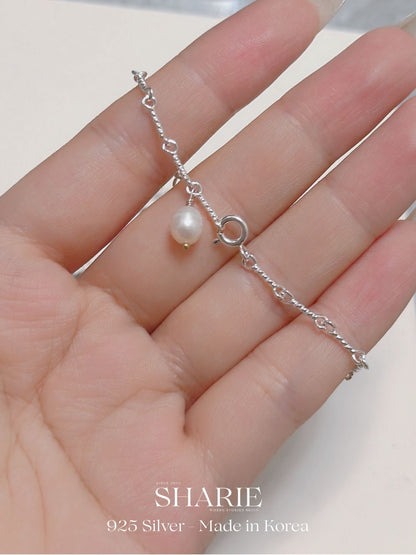 #439 | Freshwater Pearl Twisted Bracelet | 925 Silver