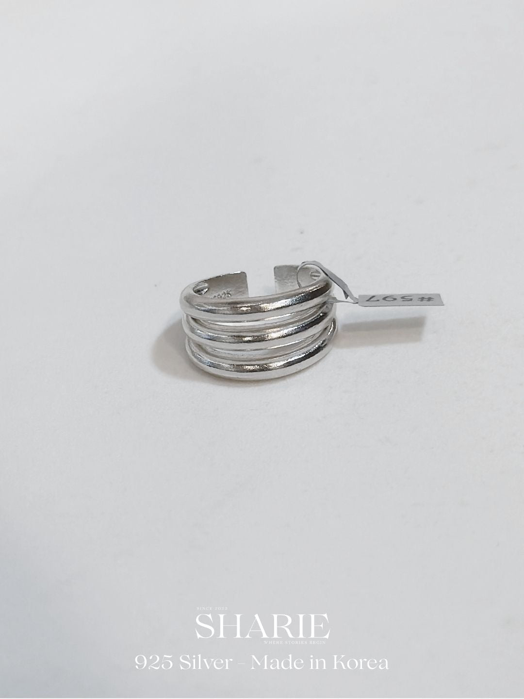 #597 | Matte Triple Layer Ring | 925 Silver