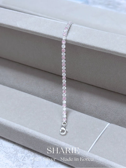 #606 | 2.8mm Pink & White CZ Tennis Bracelet | 925 Silver