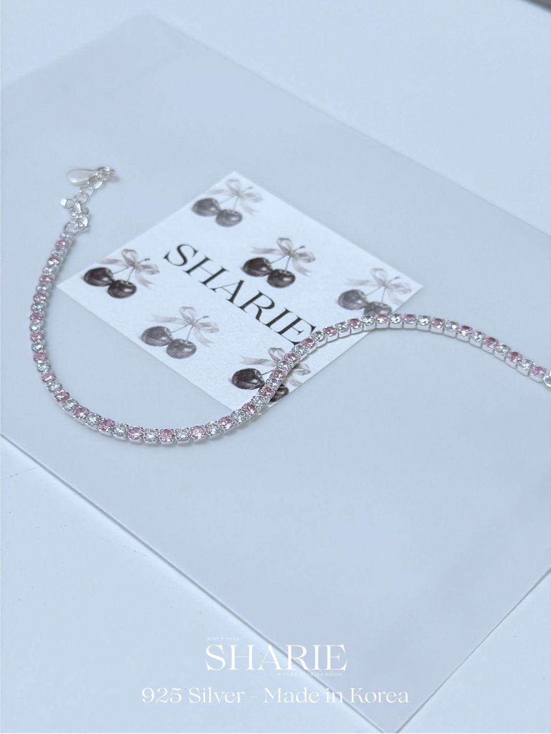 #606 | 2.8mm Pink & White CZ Tennis Bracelet | 925 Silver