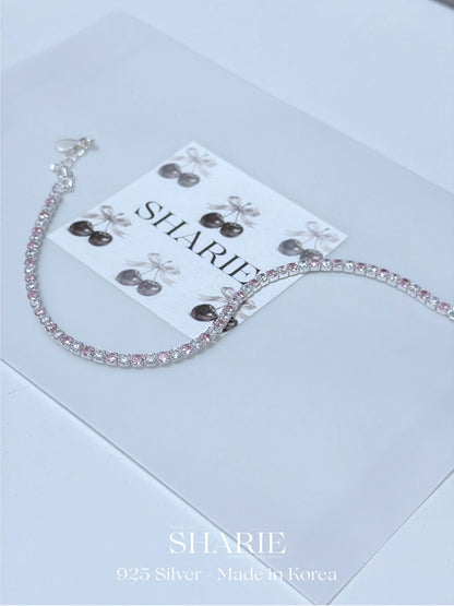 #606 | 2.8mm Pink & White CZ Tennis Bracelet | 925 Silver