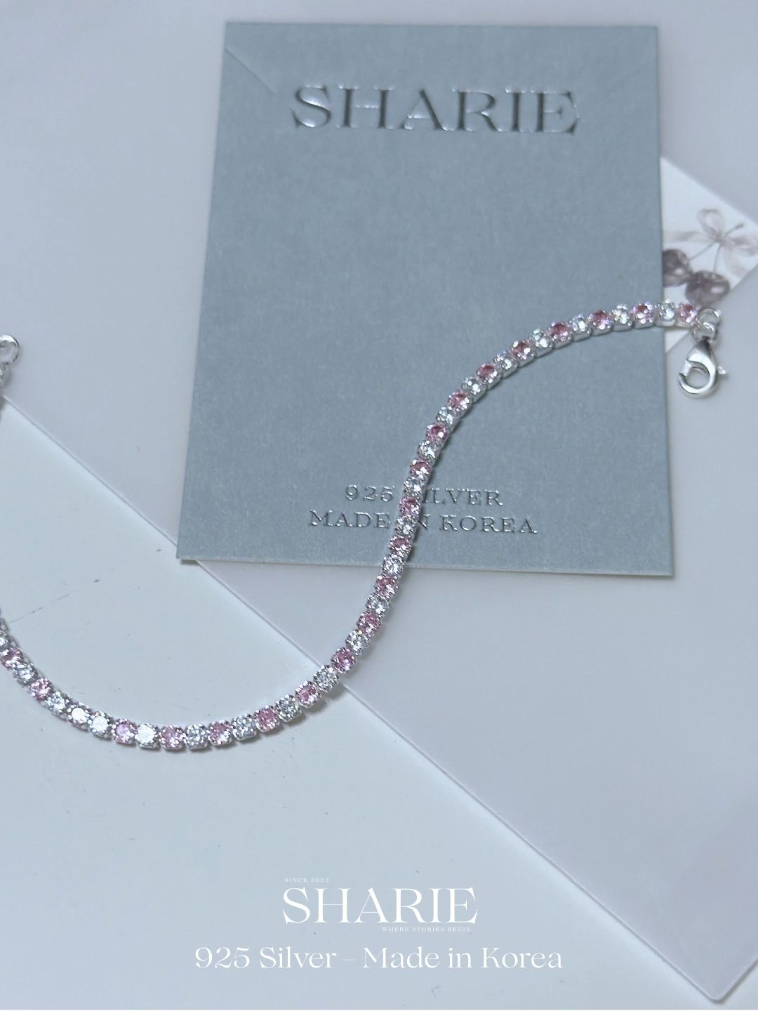 #606 | 2.8mm Pink & White CZ Tennis Bracelet | 925 Silver