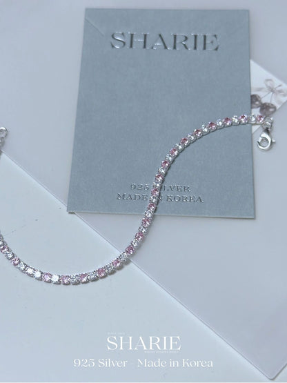 #606 | 2.8mm Pink & White CZ Tennis Bracelet | 925 Silver