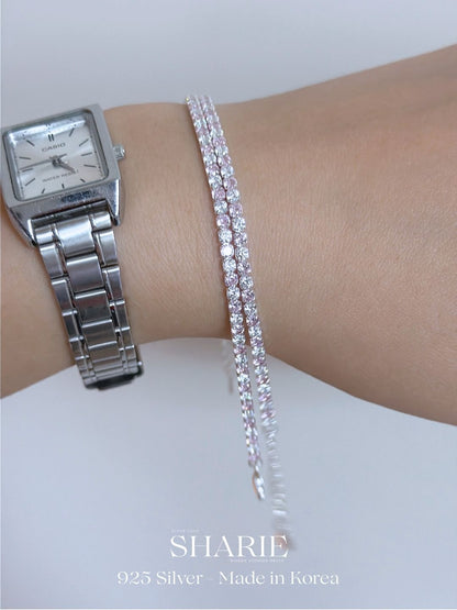 #606 | 2.8mm Pink & White CZ Tennis Bracelet | 925 Silver