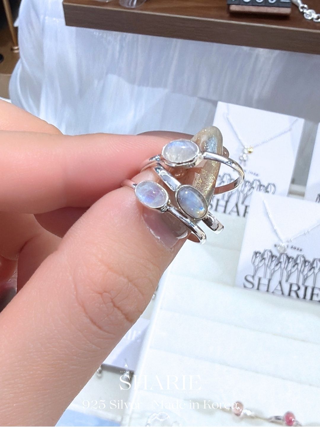 #399 | Natural Stone Moonstone Ring | 925 Silver