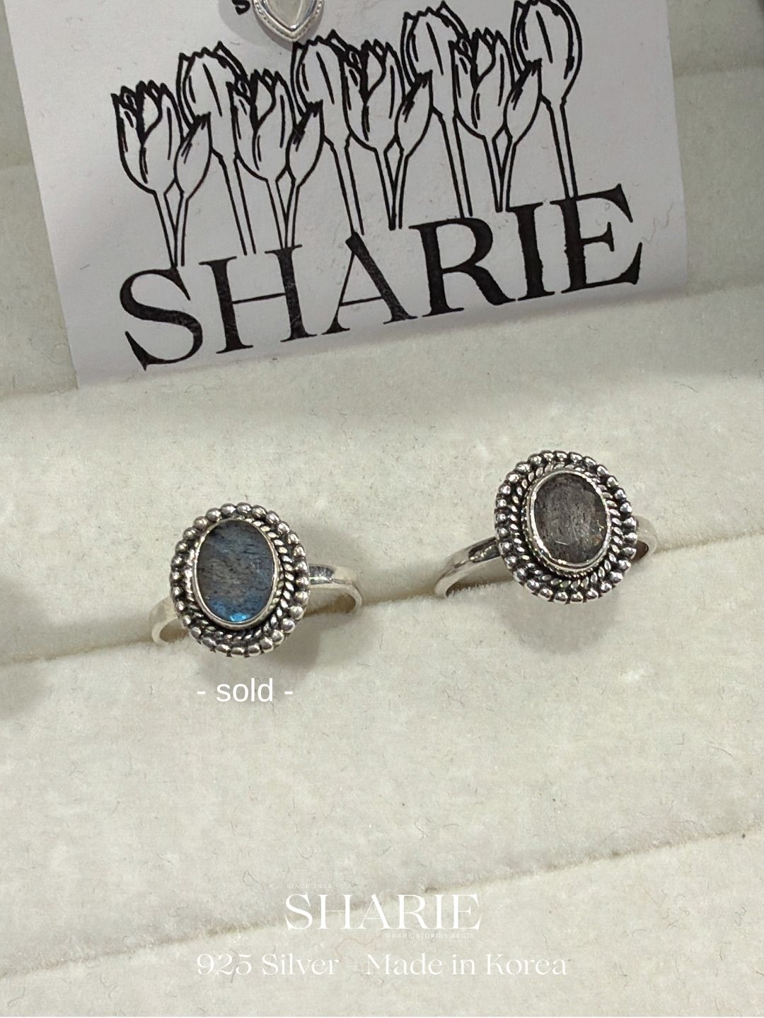 #395 | Vintage Natural Stone Labradorite Ring | 925 Silver
