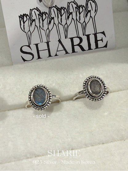 #395 | Vintage Natural Stone Labradorite Ring | 925 Silver