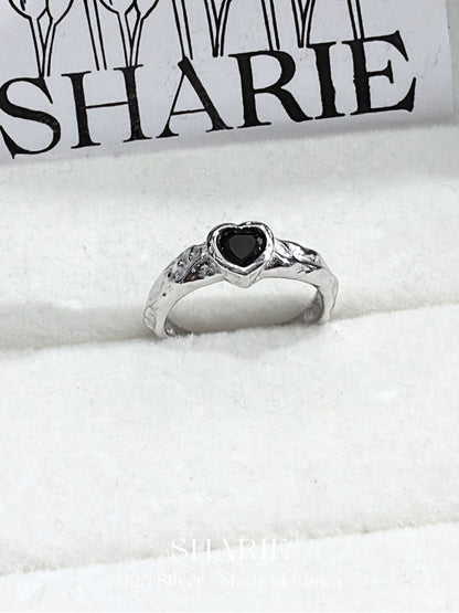 #353 | Heart Textured Band Ring | 925 Silver
