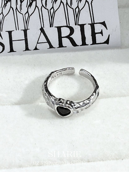 #353 | Heart Textured Band Ring | 925 Silver