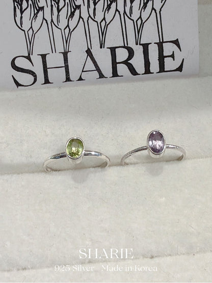 #397 | Natural Stone Peridot and Amethyst Ring | 925 Silver