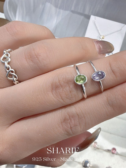 #397 | Natural Stone Peridot and Amethyst Ring | 925 Silver