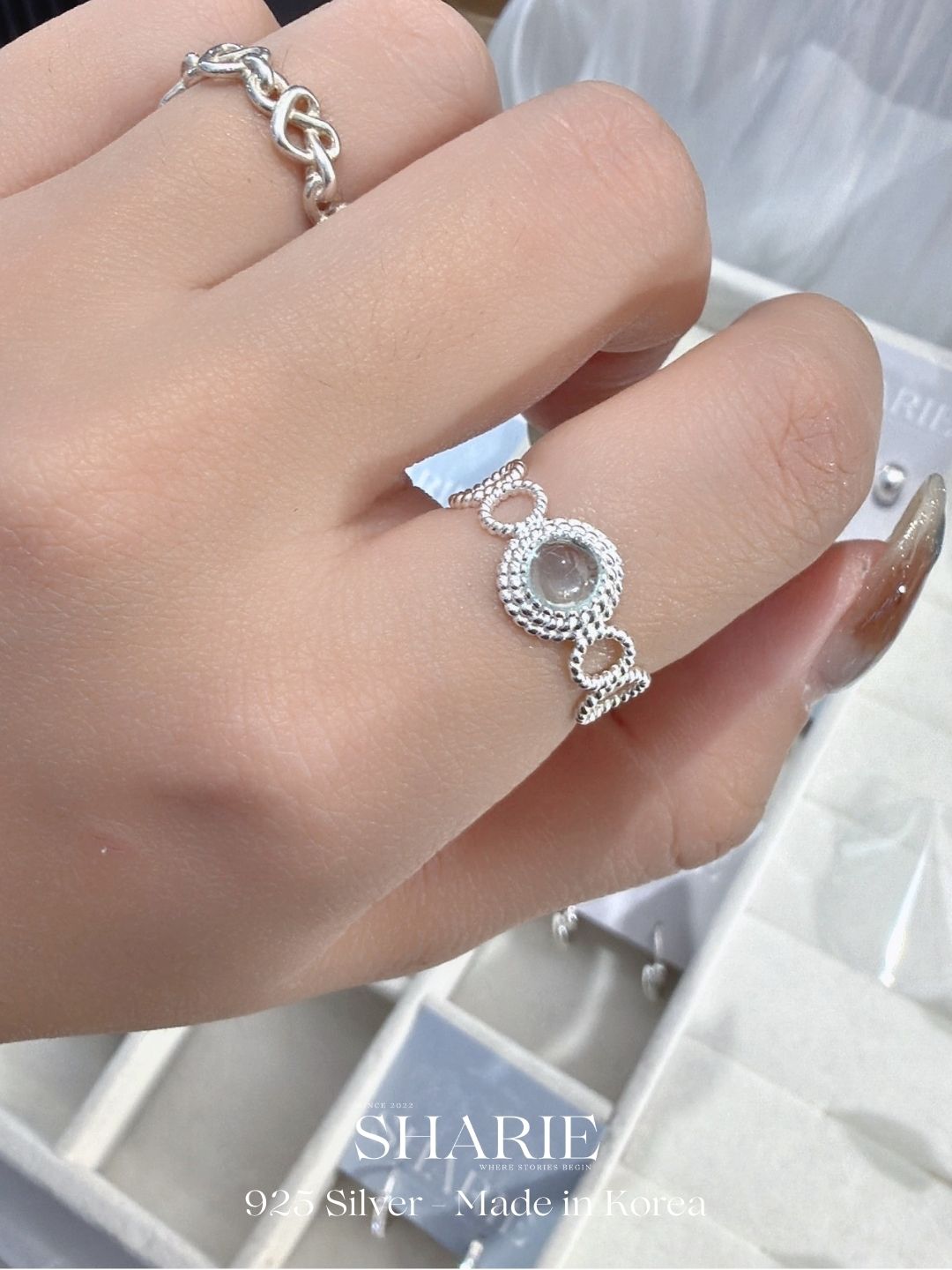 #354 | Aqua Ice Ring | 925 Silver